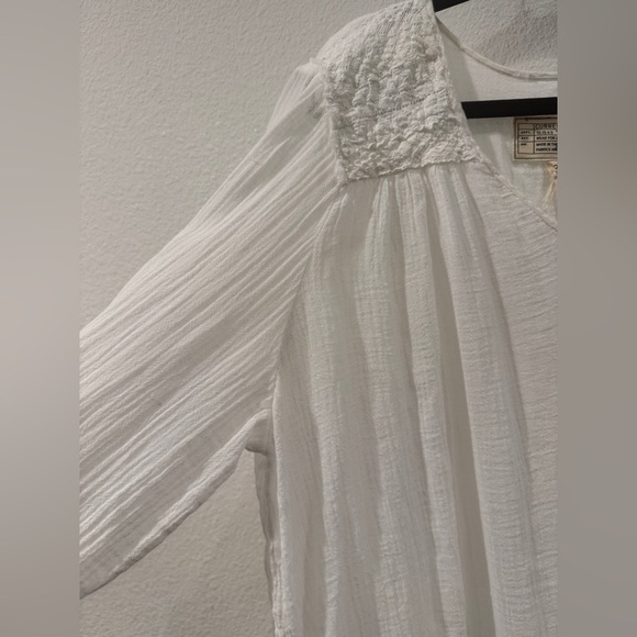 NWT Current/Elliott The Picnic Shirt Sugar Crochet White Boho Gauzy Blouse 2 - Picture 3 of 16